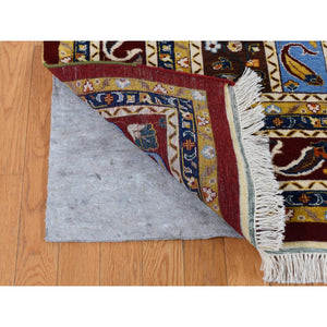 8'2"x9'10" Vermilion Red, On Clearance, Multi Colored, Kashkuli Shawl Design with Paisley, Pure Wool, Hand Knotted, Oriental Rug FWR522306