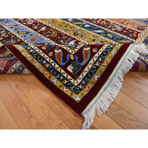 8'2"x9'10" Vermilion Red, On Clearance, Multi Colored, Kashkuli Shawl Design with Paisley, Pure Wool, Hand Knotted, Oriental Rug FWR522306