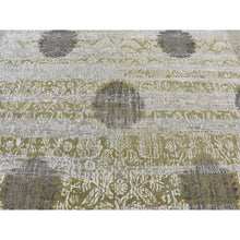 Load image into Gallery viewer, 8&#39;9&quot;x12&#39;1&quot; Artichoke Green, Silk with Textured Wool, Abrash and Flower Artistic Motifs, Hand Knotted, Oriental Rug FWR522426