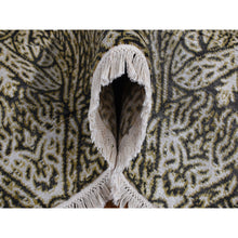 Load image into Gallery viewer, 8&#39;8&quot;x12&#39;3&quot; Jet Gray, Hand Knotted, Arts and Crafts with Mughal Influence Design, Tone on Tone, Wool with Real Silk, Oriental Rug FWR522486