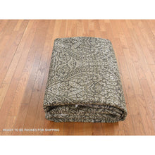 Load image into Gallery viewer, 8&#39;8&quot;x12&#39;3&quot; Jet Gray, Hand Knotted, Arts and Crafts with Mughal Influence Design, Tone on Tone, Wool with Real Silk, Oriental Rug FWR522486