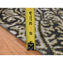 Load image into Gallery viewer, 8&#39;8&quot;x12&#39;3&quot; Jet Gray, Hand Knotted, Arts and Crafts with Mughal Influence Design, Tone on Tone, Wool with Real Silk, Oriental Rug FWR522486