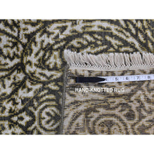 Load image into Gallery viewer, 8&#39;8&quot;x12&#39;3&quot; Jet Gray, Hand Knotted, Arts and Crafts with Mughal Influence Design, Tone on Tone, Wool with Real Silk, Oriental Rug FWR522486