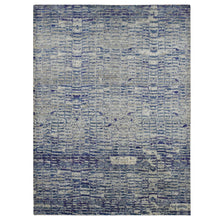Load image into Gallery viewer, 10&#39;2&quot;x13&#39;10&quot; Indigo Color, Diminishing Bricks, Sari Silk, Hand Knotted, Oriental Rug FWR522540