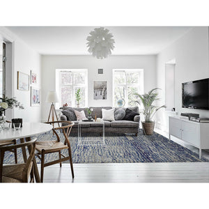 10'2"x13'10" Indigo Color, Diminishing Bricks, Sari Silk, Hand Knotted, Oriental Rug FWR522540