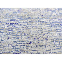 Load image into Gallery viewer, 10&#39;2&quot;x13&#39;10&quot; Indigo Color, Diminishing Bricks, Sari Silk, Hand Knotted, Oriental Rug FWR522540