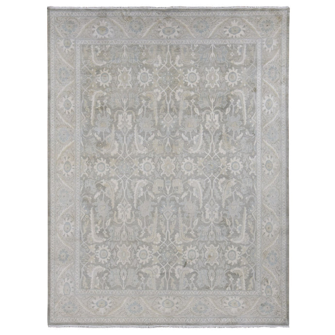 9'x12' Metal Brown, Pure Silk, Oushak Design, Hand Knotted, Oriental Rug FWR522552