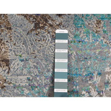 Load image into Gallery viewer, 8&#39;9&quot;x11&#39;10&quot; Battleship Gray, Diminishing Coins, Sari Silk with Textured Wool, Hand Knotted, Oriental Rug FWR522582