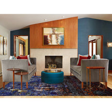 Load image into Gallery viewer, 8&#39;10&quot;x12&#39; Sapphire Blue, Hand Knotted, Galactical Modern Design, Sari Silk and Textured Pile, Oriental Rug FWR522588