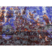 Load image into Gallery viewer, 8&#39;10&quot;x12&#39; Sapphire Blue, Hand Knotted, Galactical Modern Design, Sari Silk and Textured Pile, Oriental Rug FWR522588