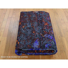 Load image into Gallery viewer, 8&#39;10&quot;x12&#39; Sapphire Blue, Hand Knotted, Galactical Modern Design, Sari Silk and Textured Pile, Oriental Rug FWR522588