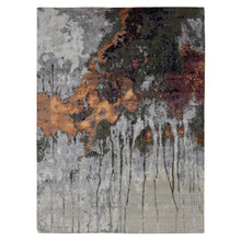 Load image into Gallery viewer, 8&#39;10&quot;x12&#39;3&quot; Agreeable Gray, Abstract Dripping Design, Wool and Pure Silk, Hand Knotted, Oriental Rug FWR522684
