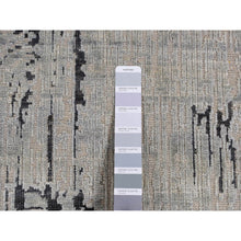 Load image into Gallery viewer, 8&#39;9&quot;x12&#39;2&quot; Goose Gray, THE CANE Design, Pure Silk with Textured Wool, Hand Knotted, Oriental Rug FWR522702