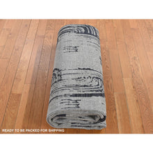 Load image into Gallery viewer, 8&#39;9&quot;x12&#39;2&quot; Goose Gray, THE CANE Design, Pure Silk with Textured Wool, Hand Knotted, Oriental Rug FWR522702