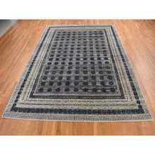 Load image into Gallery viewer, 9&#39;x12&#39; Owl Gray, Sheared Low, Distressed Silk, Repetitive Flower Design, Hand Knotted, Oriental Rug FWR522726
