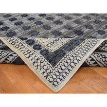 Load image into Gallery viewer, 9&#39;x12&#39; Owl Gray, Sheared Low, Distressed Silk, Repetitive Flower Design, Hand Knotted, Oriental Rug FWR522726