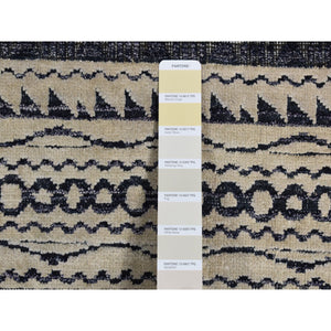 9'x12' Owl Gray, Sheared Low, Distressed Silk, Repetitive Flower Design, Hand Knotted, Oriental Rug FWR522726