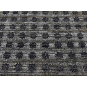 9'x12' Owl Gray, Sheared Low, Distressed Silk, Repetitive Flower Design, Hand Knotted, Oriental Rug FWR522726