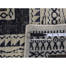 Load image into Gallery viewer, 9&#39;x12&#39; Owl Gray, Sheared Low, Distressed Silk, Repetitive Flower Design, Hand Knotted, Oriental Rug FWR522726