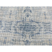 Load image into Gallery viewer, 9&#39;1&quot;x12&#39;2&quot; Queen blue, Fence Obscured Design, Silk with Textured Wool, Hand Knotted, Oriental Rug FWR522732