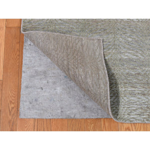 9'x12' Olive Green, Tone on Tone Leaf Design, Silk with Distressed Textured Wool, Hand Knotted, Oriental Rug FWR522756