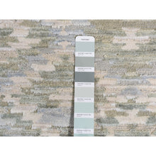 Load image into Gallery viewer, 8&#39;10&quot;x12&#39;1&quot; Misty Gray, Pure Silk, Hand Knotted with Repetitive Geometric Tribal Design, Hi and Lo Pile, Oriental Rug FWR522762