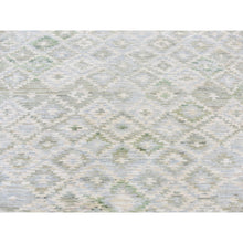 Load image into Gallery viewer, 8&#39;10&quot;x12&#39;1&quot; Misty Gray, Pure Silk, Hand Knotted with Repetitive Geometric Tribal Design, Hi and Lo Pile, Oriental Rug FWR522762