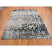 Load image into Gallery viewer, 8&#39;10&quot;x11&#39;8&quot; Cloud Gray, Erased and Broken Tribal Design, Wool with Real Silk, Hi-Low Pile, Hand Knotted, Oriental Rug FWR522768