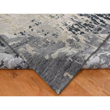 Load image into Gallery viewer, 8&#39;10&quot;x11&#39;8&quot; Cloud Gray, Erased and Broken Tribal Design, Wool with Real Silk, Hi-Low Pile, Hand Knotted, Oriental Rug FWR522768