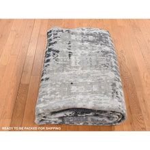 Load image into Gallery viewer, 8&#39;10&quot;x11&#39;8&quot; Cloud Gray, Erased and Broken Tribal Design, Wool with Real Silk, Hi-Low Pile, Hand Knotted, Oriental Rug FWR522768