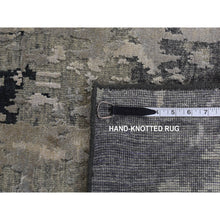 Load image into Gallery viewer, 8&#39;10&quot;x11&#39;8&quot; Cloud Gray, Erased and Broken Tribal Design, Wool with Real Silk, Hi-Low Pile, Hand Knotted, Oriental Rug FWR522768