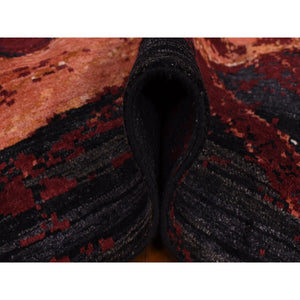 9'2"x12' Vermilion Red, The Flamboyant Galaxy Design, Wool and Silk, Hand Knotted, Oriental Rug FWR522774