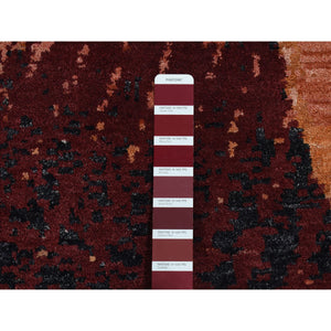 9'2"x12' Vermilion Red, The Flamboyant Galaxy Design, Wool and Silk, Hand Knotted, Oriental Rug FWR522774