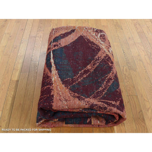 9'2"x12' Vermilion Red, The Flamboyant Galaxy Design, Wool and Silk, Hand Knotted, Oriental Rug FWR522774