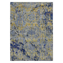 Load image into Gallery viewer, 8&#39;10&quot;x12&#39;5&quot; Laguna Yellow, Modern Design, Sari Silk with Textured Wool, Hand Knotted, Oriental Rug FWR522780