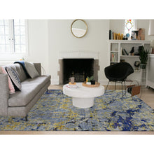 Load image into Gallery viewer, 8&#39;10&quot;x12&#39;5&quot; Laguna Yellow, Modern Design, Sari Silk with Textured Wool, Hand Knotted, Oriental Rug FWR522780