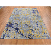 Load image into Gallery viewer, 8&#39;10&quot;x12&#39;5&quot; Laguna Yellow, Modern Design, Sari Silk with Textured Wool, Hand Knotted, Oriental Rug FWR522780