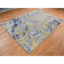 Load image into Gallery viewer, 8&#39;10&quot;x12&#39;5&quot; Laguna Yellow, Modern Design, Sari Silk with Textured Wool, Hand Knotted, Oriental Rug FWR522780