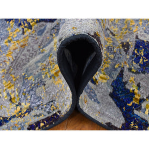 8'10"x12'5" Laguna Yellow, Modern Design, Sari Silk with Textured Wool, Hand Knotted, Oriental Rug FWR522780