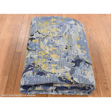 Load image into Gallery viewer, 8&#39;10&quot;x12&#39;5&quot; Laguna Yellow, Modern Design, Sari Silk with Textured Wool, Hand Knotted, Oriental Rug FWR522780