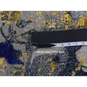 8'10"x12'5" Laguna Yellow, Modern Design, Sari Silk with Textured Wool, Hand Knotted, Oriental Rug FWR522780