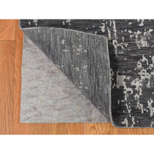 Load image into Gallery viewer, 9&#39;2&quot;x12&#39; Arsenic Gray, Wool and Silk, Erased and Broken Persian Heriz Inspired Design, Hand Knotted, Oriental Rug FWR522786