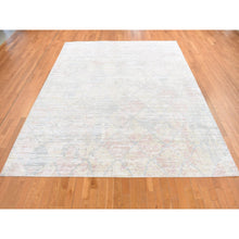 Load image into Gallery viewer, 9&#39;x11&#39;10&quot; Light Goldenrod Yellow, Pastel Colors, Trellis Design, Textured Wool and Pure Silk Genuine, Hand Knotted, Oriental Rug FWR522798