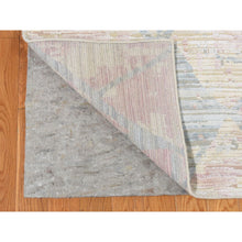 Load image into Gallery viewer, 9&#39;x11&#39;10&quot; Light Goldenrod Yellow, Pastel Colors, Trellis Design, Textured Wool and Pure Silk Genuine, Hand Knotted, Oriental Rug FWR522798