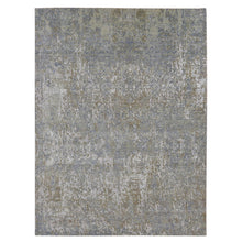 Load image into Gallery viewer, 9&#39;x12&#39;2&quot; Thunder Gray, Abstract Design, Persian Knot, Wool and Real Silk, Hand Knotted, Oriental Rug FWR522810