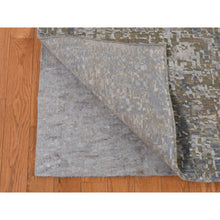 Load image into Gallery viewer, 9&#39;x12&#39;2&quot; Thunder Gray, Abstract Design, Persian Knot, Wool and Real Silk, Hand Knotted, Oriental Rug FWR522810