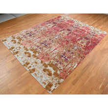 Load image into Gallery viewer, 9&#39;x12&#39;3&quot; Fire Brick Red, Transitional Art, Wool and Silk, Hand Knotted, Oriental Rug FWR522822