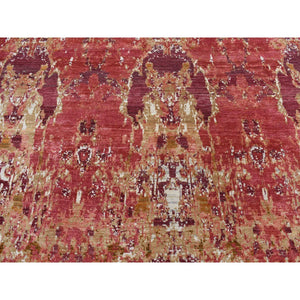 9'x12'3" Fire Brick Red, Transitional Art, Wool and Silk, Hand Knotted, Oriental Rug FWR522822