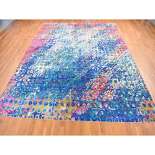 Load image into Gallery viewer, 9&#39;1&quot;x12&#39;1&quot; Maya Blue, THE PEACOCK, Colorful, Sari Silk, Hand Knotted, Oriental Rug FWR522828