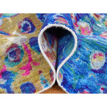 Load image into Gallery viewer, 9&#39;1&quot;x12&#39;1&quot; Maya Blue, THE PEACOCK, Colorful, Sari Silk, Hand Knotted, Oriental Rug FWR522828